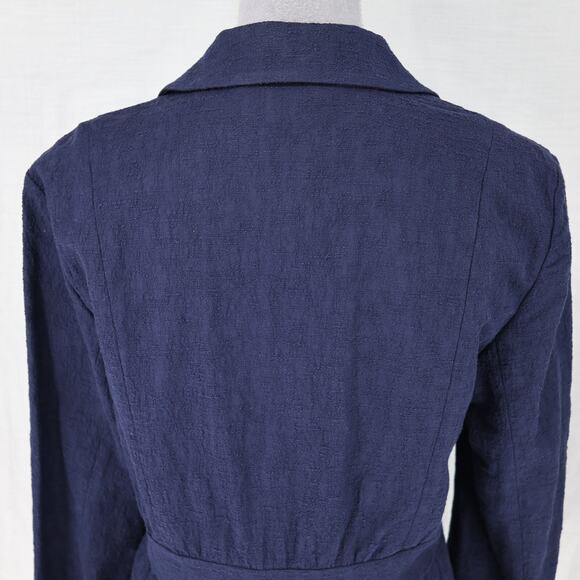 Diane Von Furstenberg Jacket Womens 12 Blue Cotton Stretch Unlined Blazer DVF - Picture 11 of 16